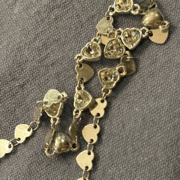 Silver Infinity Love Necklace. Nine West 13" Diamond Heart Choker - Picture 3 of 10